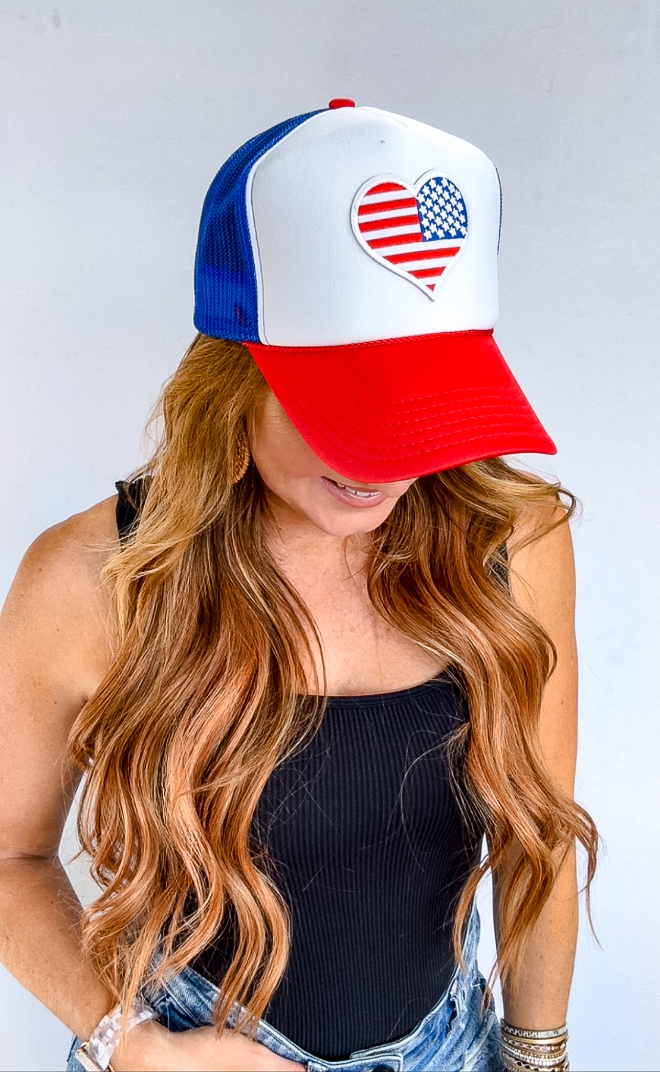 Patriotic American Flag Heart Hat