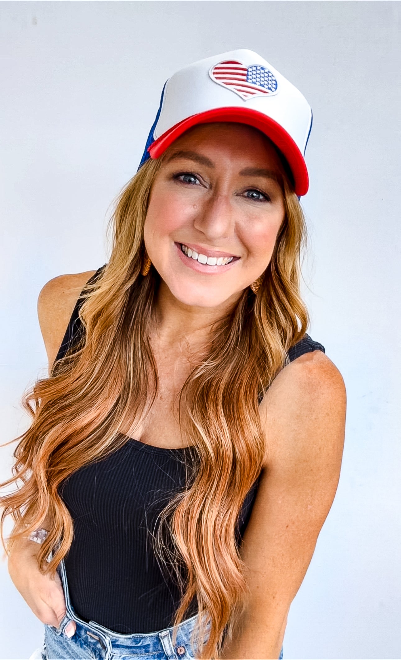 Patriotic American Flag Heart Hat