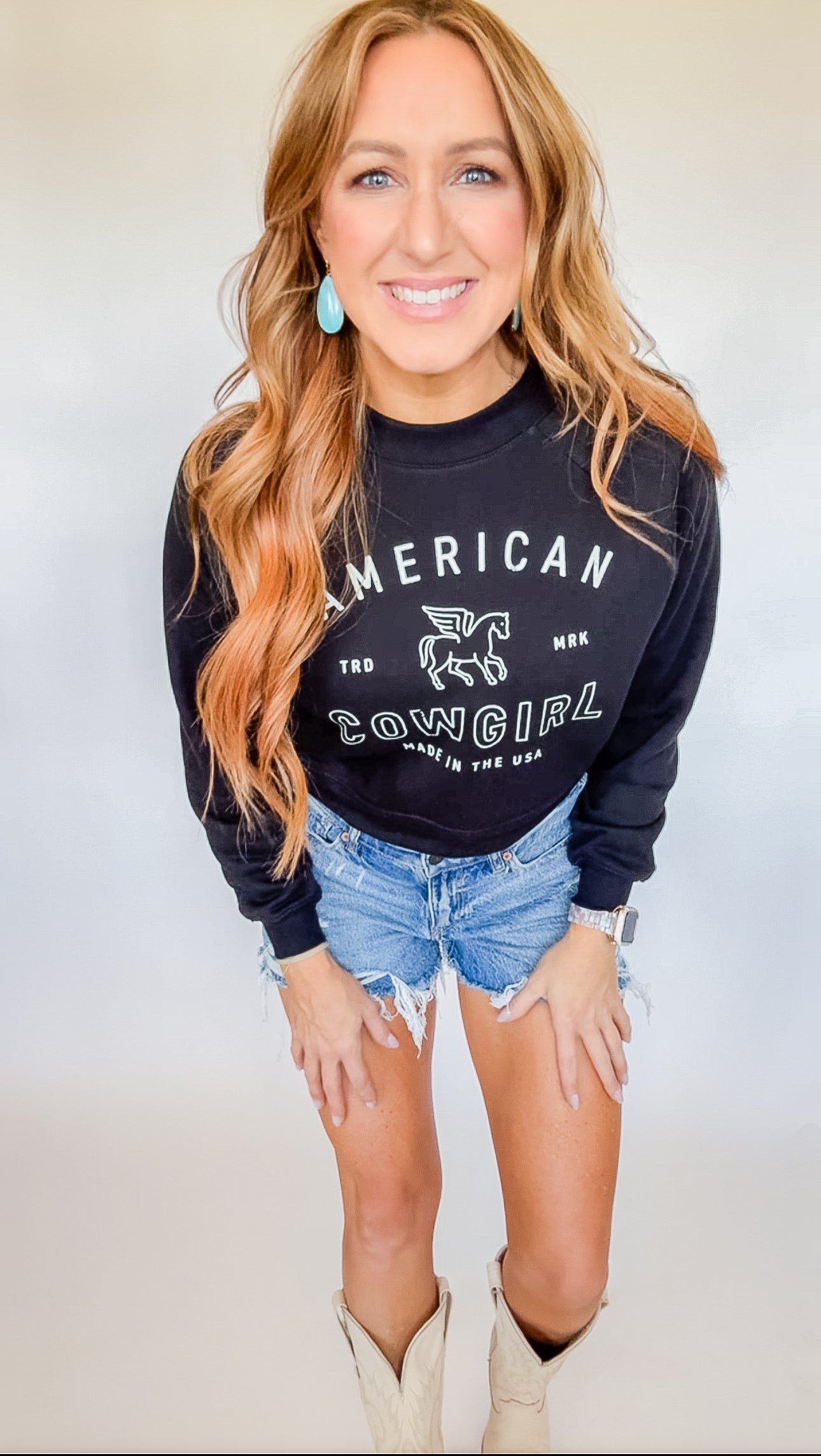American Cowgirl Cropped Sweatshirt - Womens