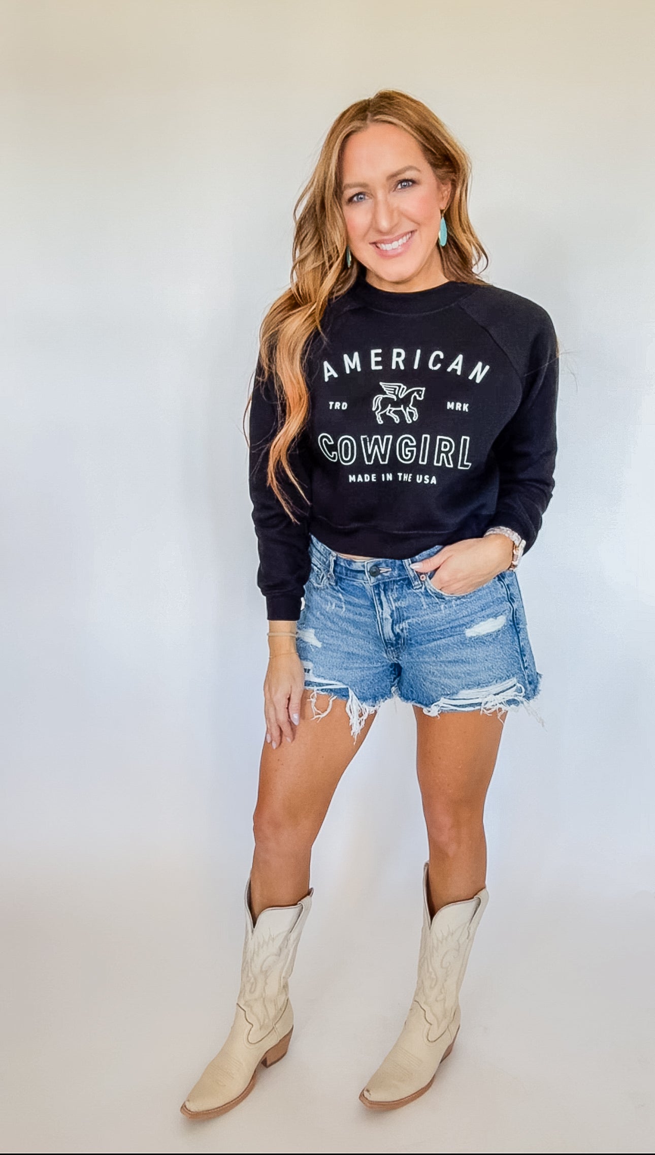 American Cowgirl Cropped Sweatshirt - Womens