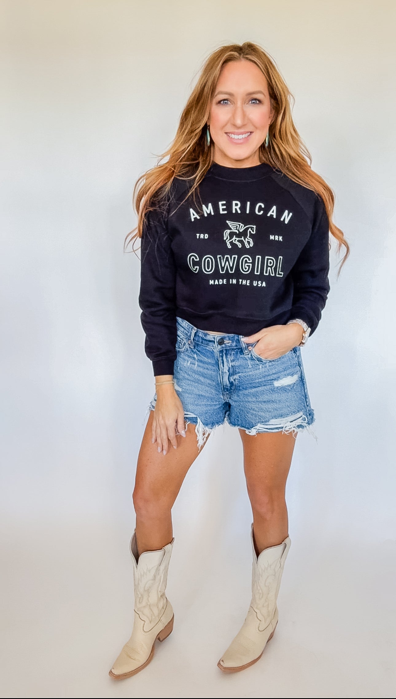 American Cowgirl Cropped Sweatshirt - Womens