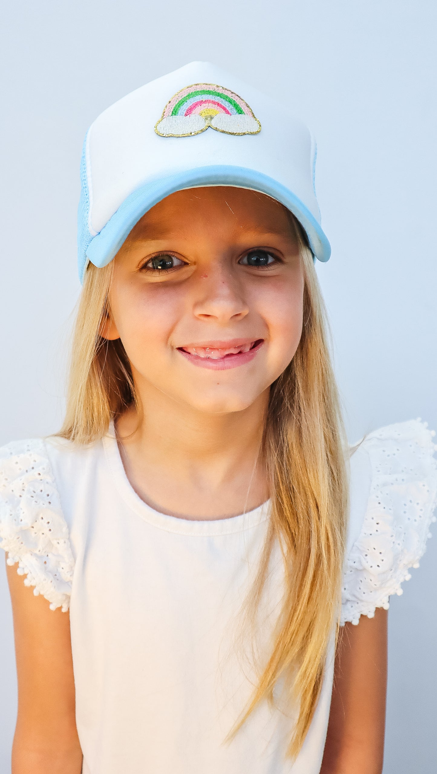 Rainbow Trucker Hat (Light Blue) - Kids