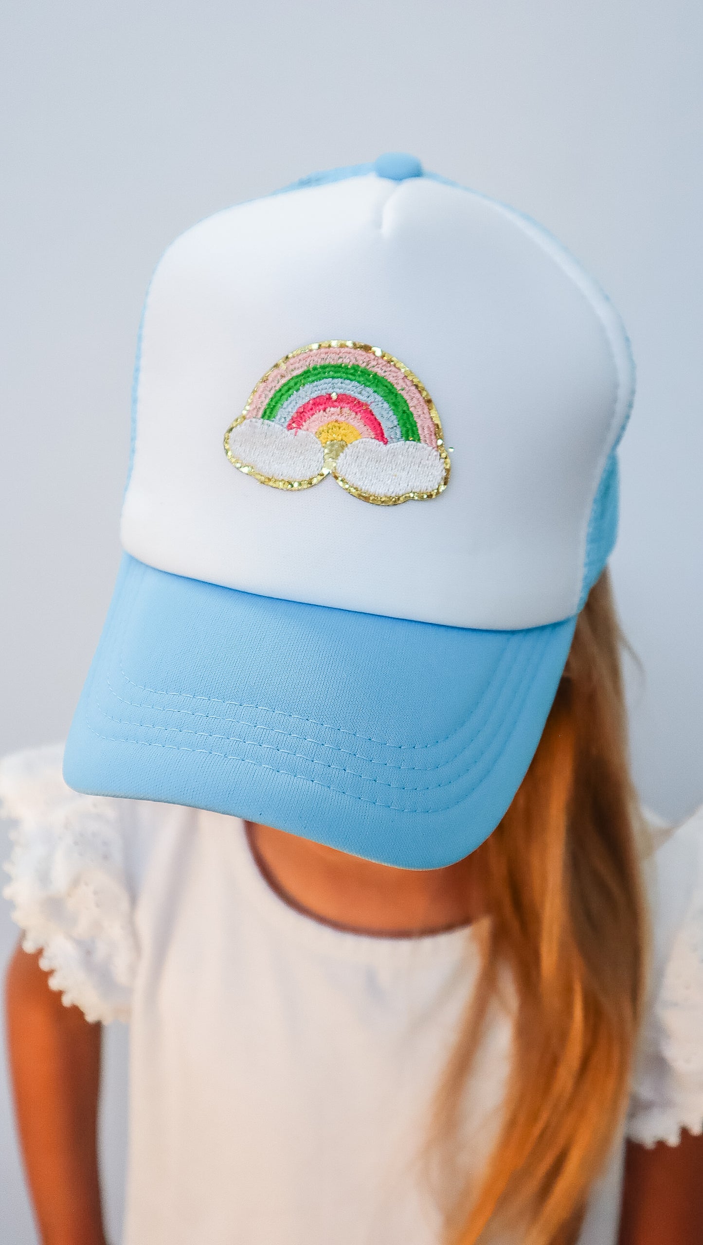 Rainbow Trucker Hat (Light Blue) - Kids