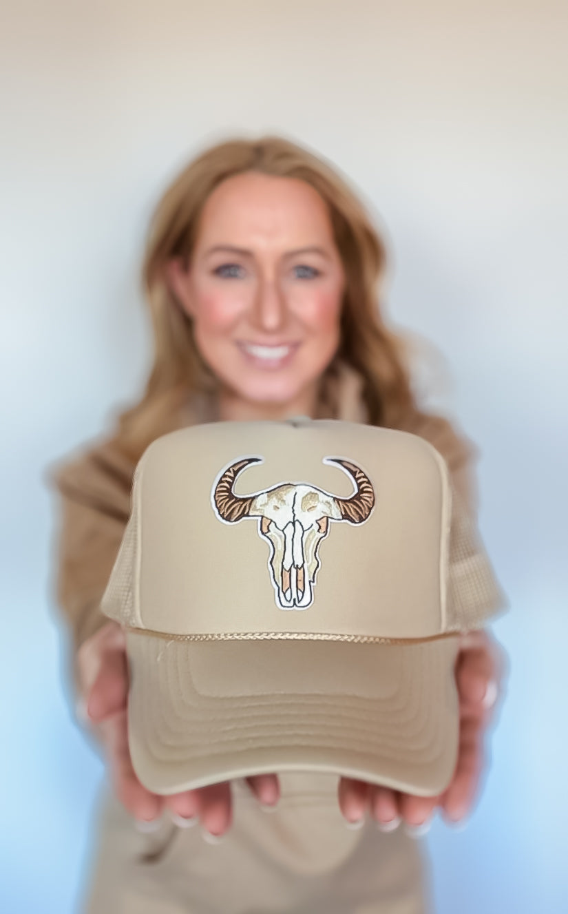 Western Skull Embroidery Trucker Hat