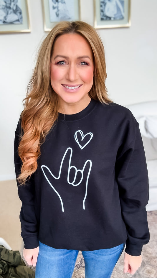 I Love You American Sign Language (ASL) Crewneck Sweatshirt - Unisex