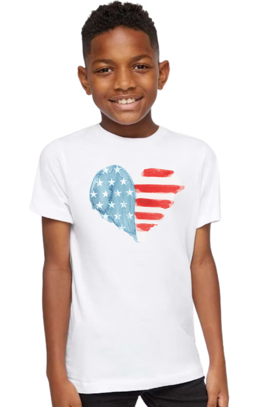 Heart American Flag T-Shirt - Kids