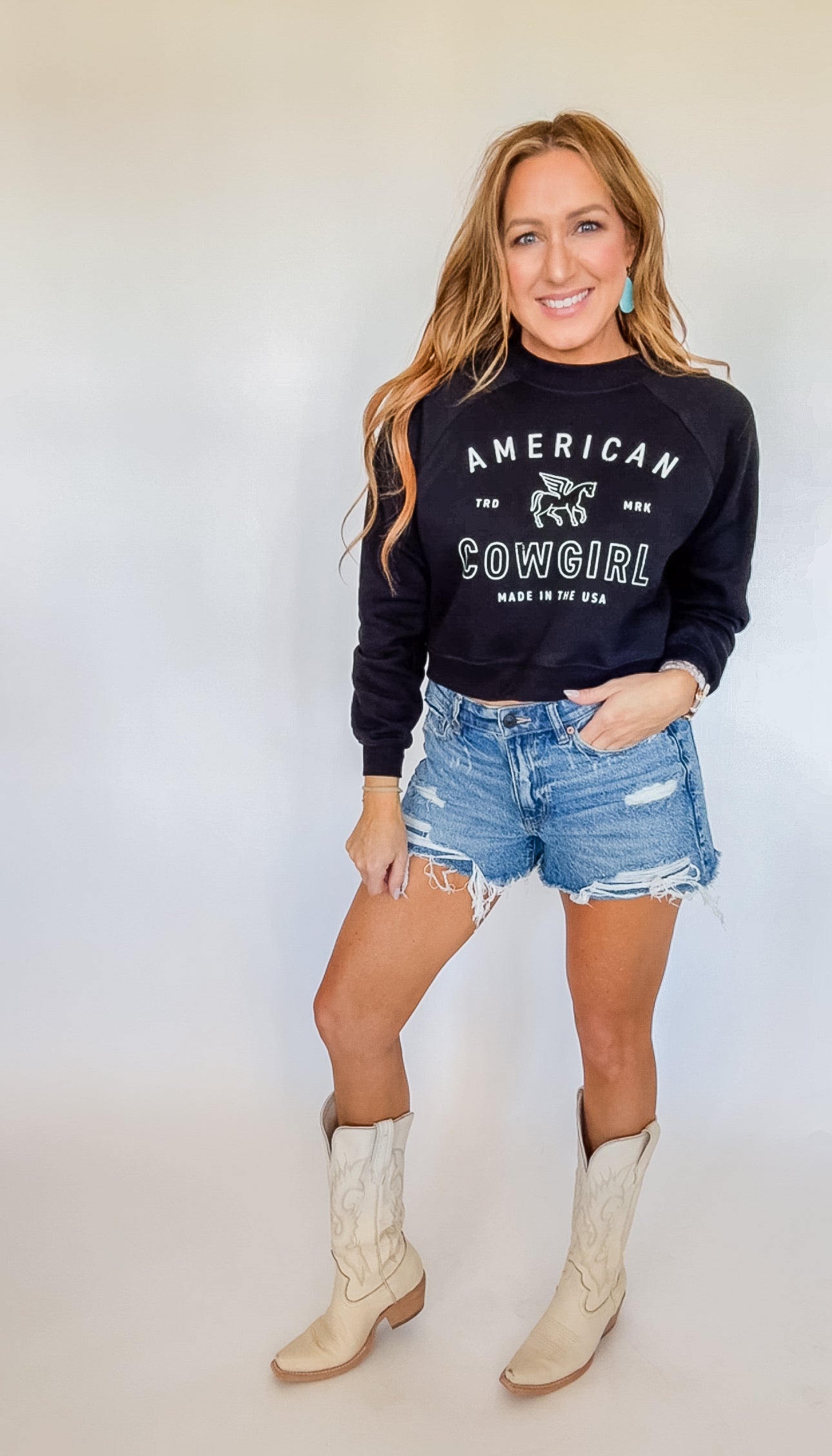 American Cowgirl Cropped Sweatshirt - Womens