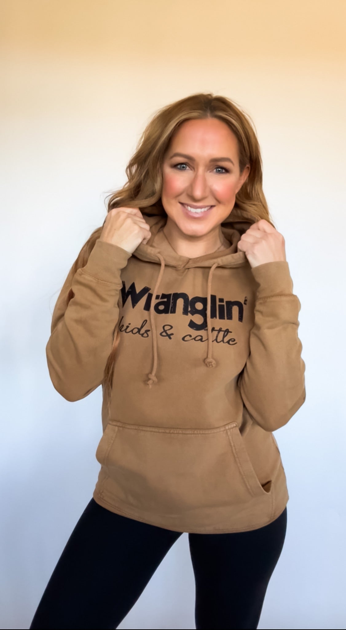 Wranglin' Kids & Cattle Hooded Sweatshirt - Womens