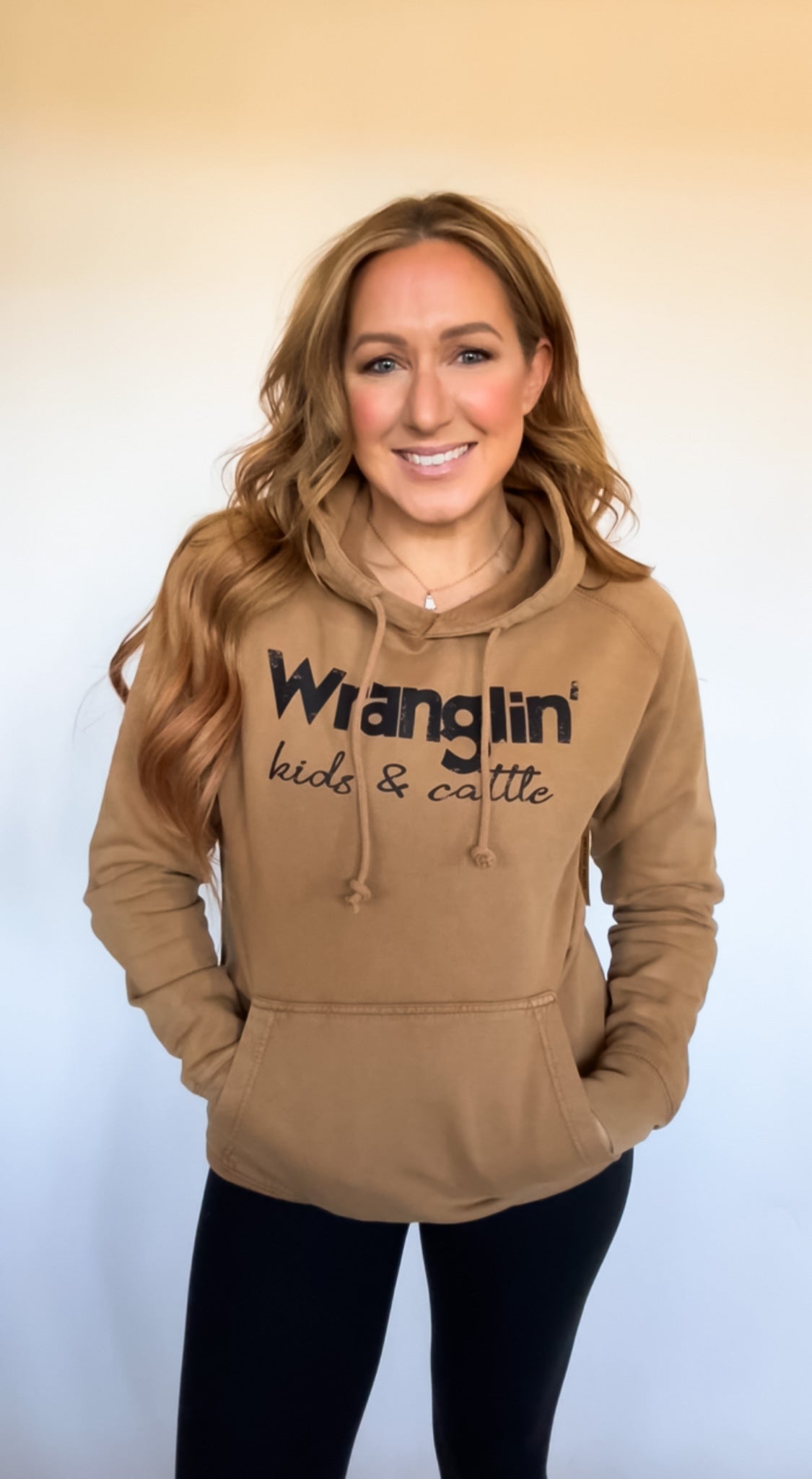 Wranglin' Kids & Cattle Hooded Sweatshirt - Womens