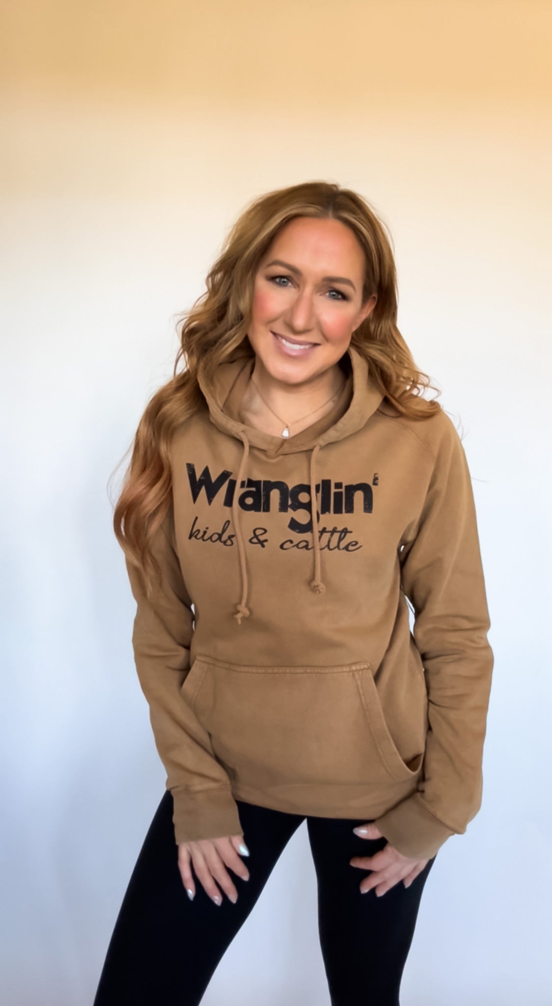 Wranglin' Kids & Cattle Hooded Sweatshirt - Womens