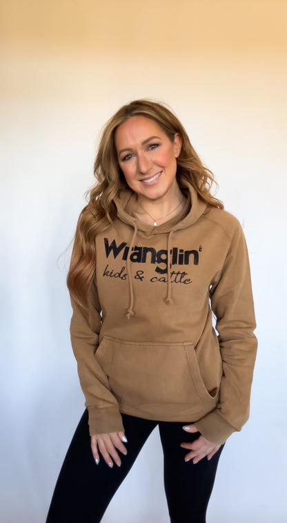 Wranglin' Kids & Cattle Hooded Sweatshirt - Womens