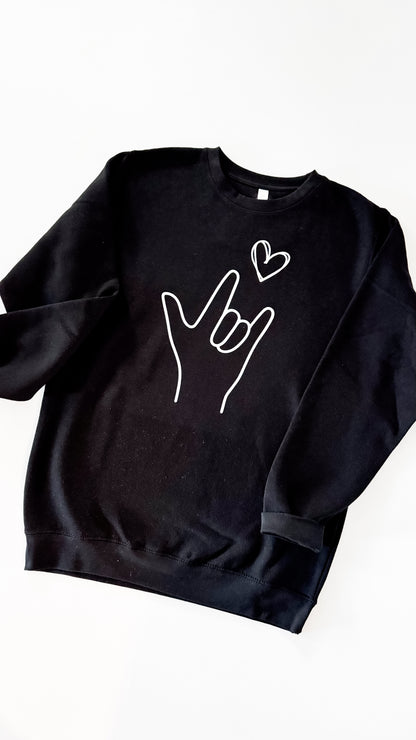 "I Love You" American Sign Language (ASL) Crewneck Sweatshirt - Unisex