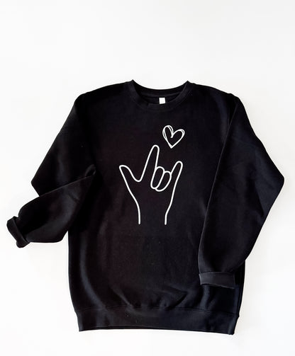 "I Love You" American Sign Language (ASL) Crewneck Sweatshirt - Unisex