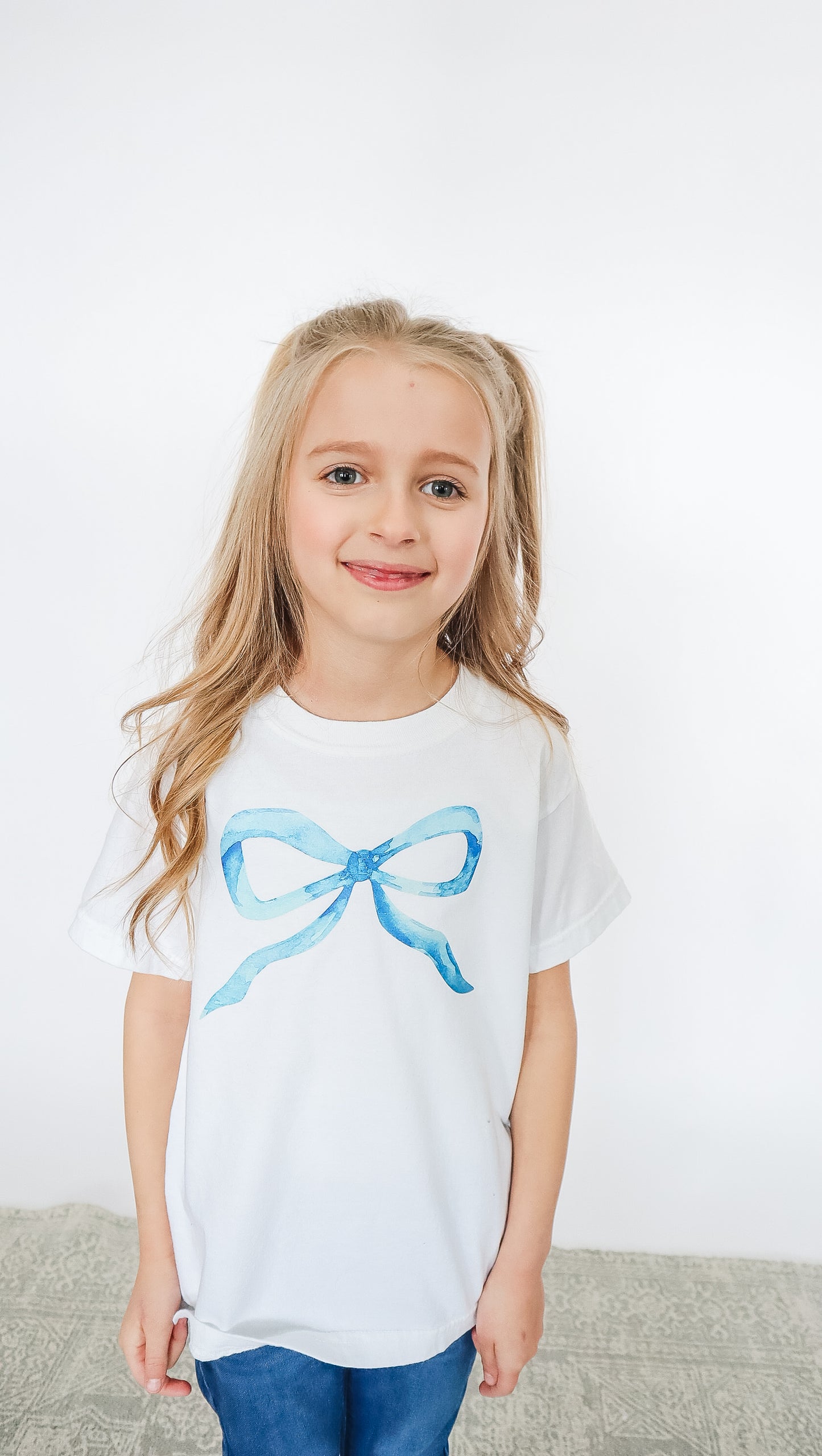 Blue Bow T-Shirt - Kids