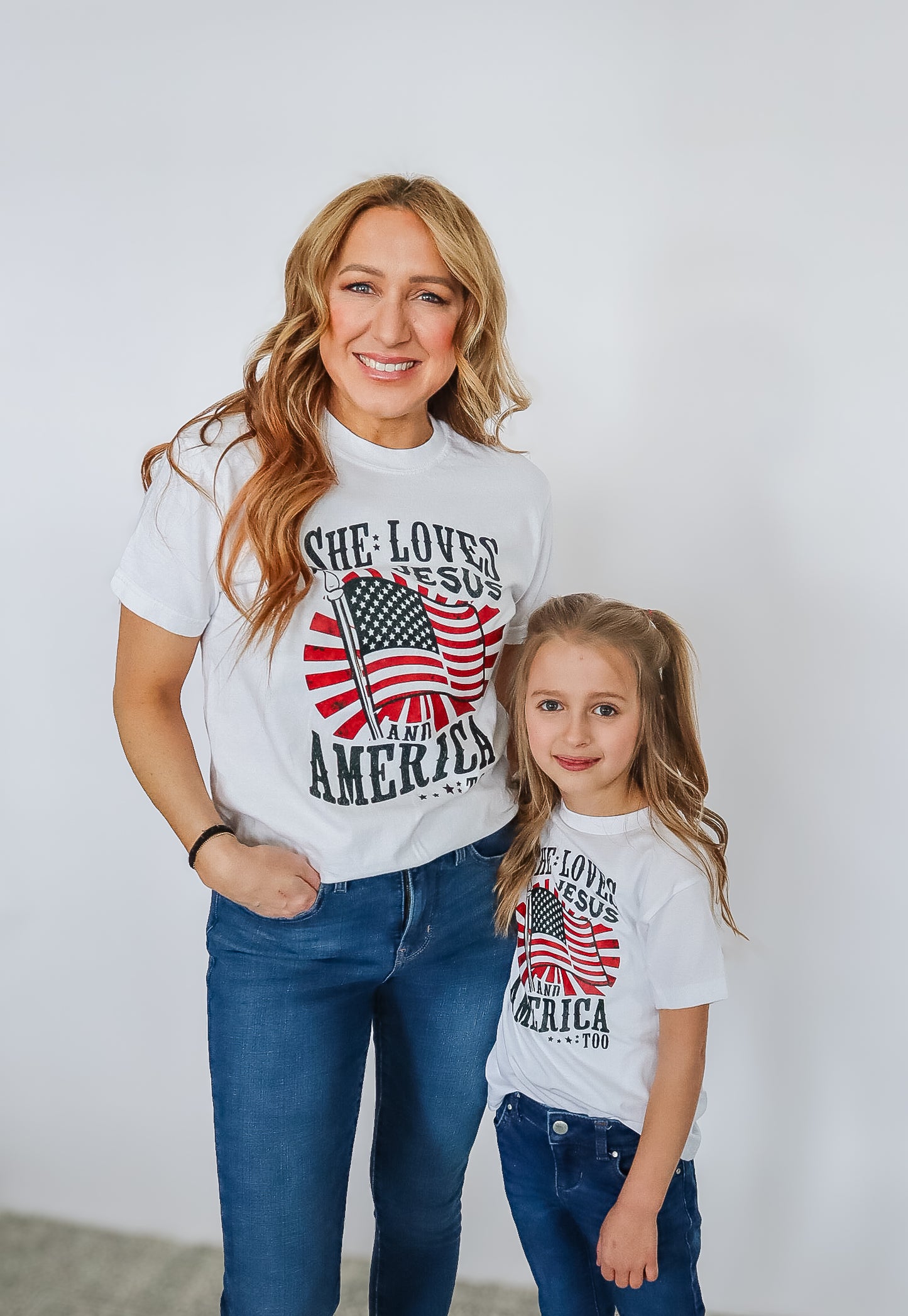 She Loves Jesus American Too T-Shirt - Kids