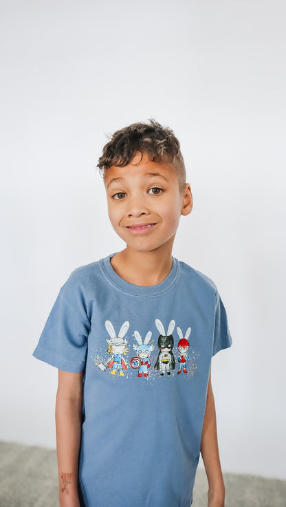 Superhero Bunny Easter Crewneck T-Shirt - Youth