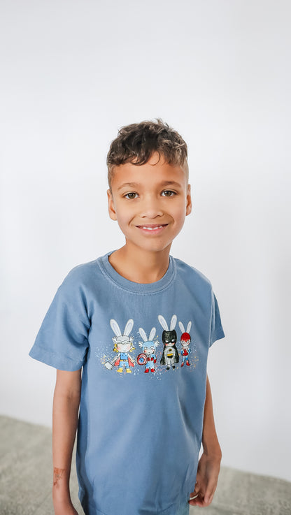 Superhero Bunny Easter Crewneck T-Shirt - Youth