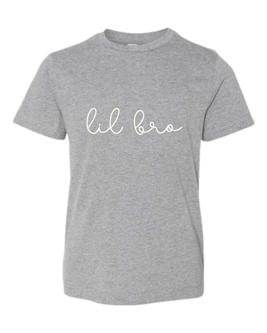 Lil Bro (Cursive) Short Sleeve Crewneck T-Shirt - Kids